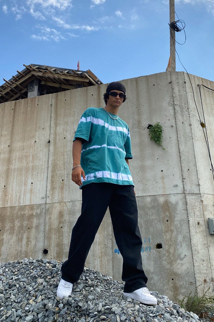 Batik Desen Petrol Yeşili Oversize Tshirt