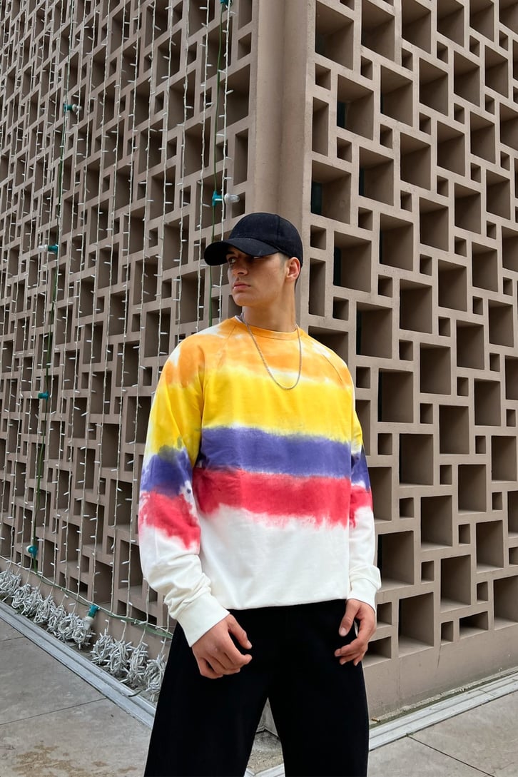 Batik Desen Turuncu Oversize Hoodie