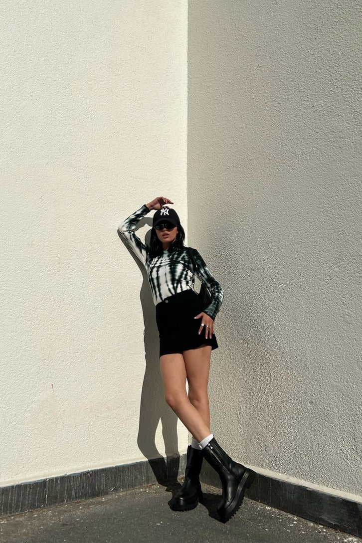 Batik Desen Uzun Kollu Crop
