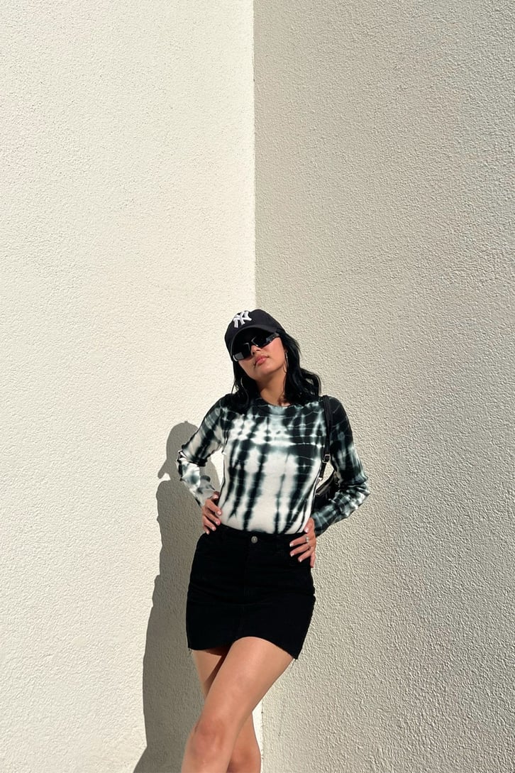 Batik Desen Uzun Kollu Crop