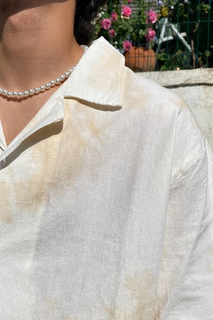 Batik Desenli Beyaz Kìsa Kollu Gömlek