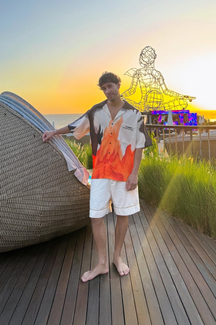Batik Desenli Oversize Kısa Kol Gömlek