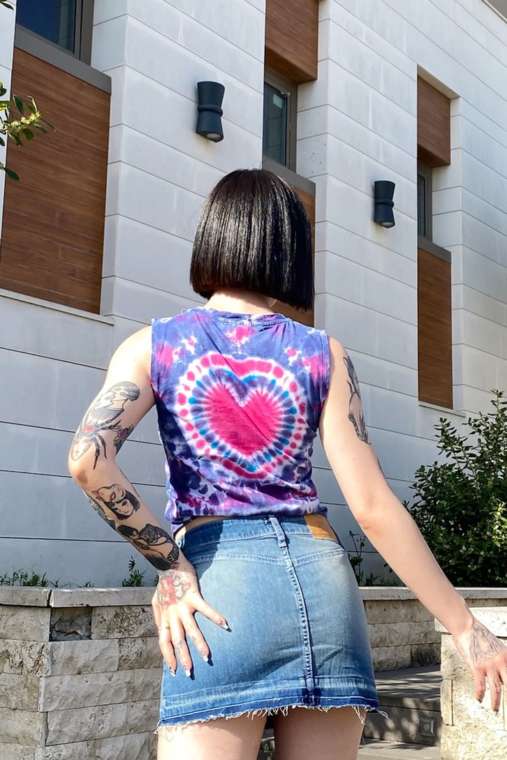 Batik Heart Sıfır Kol Crop
