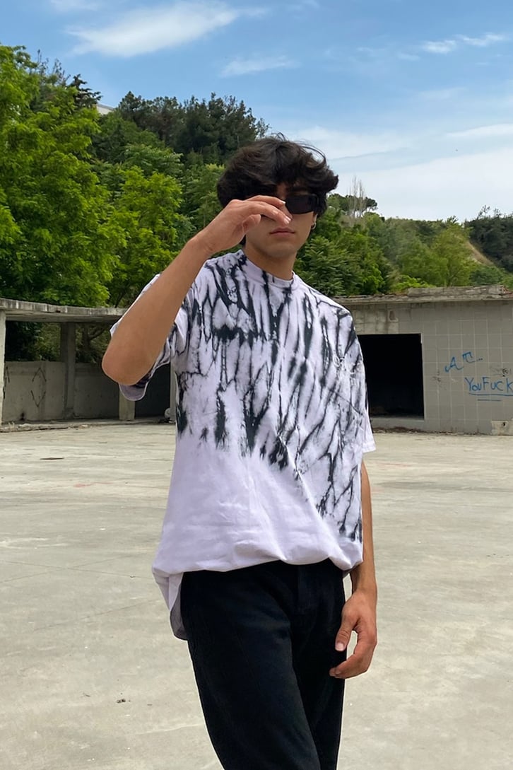 Batik Yıkama Ofcl Lila Oversize Tshirt