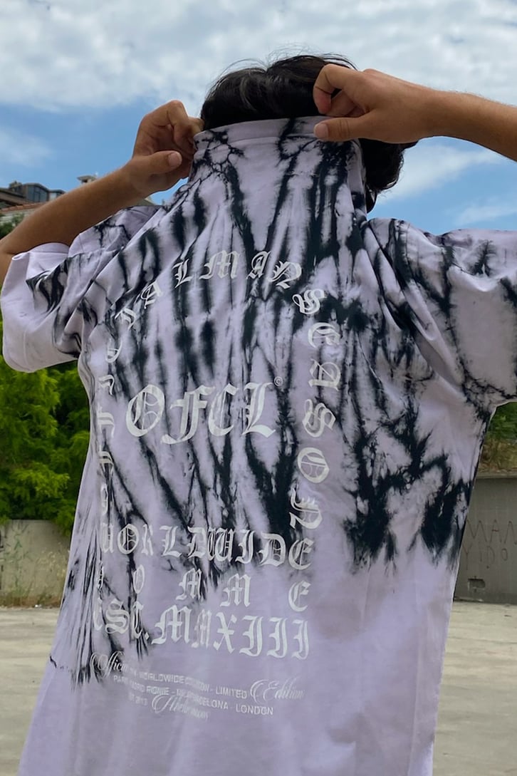 Batik Yıkama Ofcl Lila Oversize Tshirt