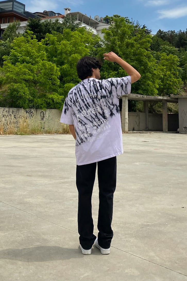 Batik Yıkama Ofcl Lila Oversize Tshirt