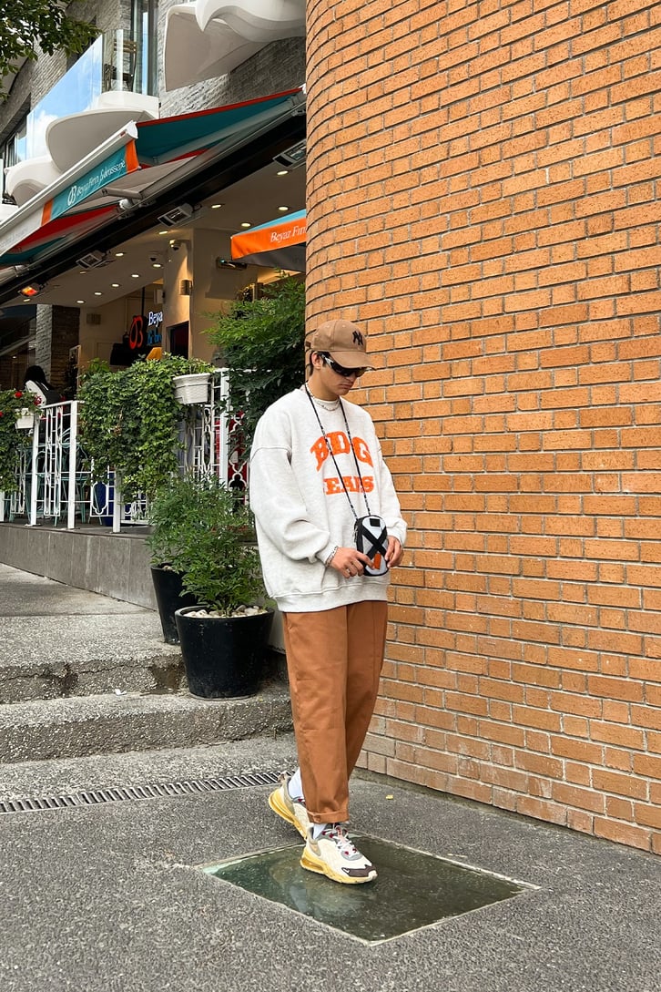 BDG Baskılı Gri Oversize Sweatshirt