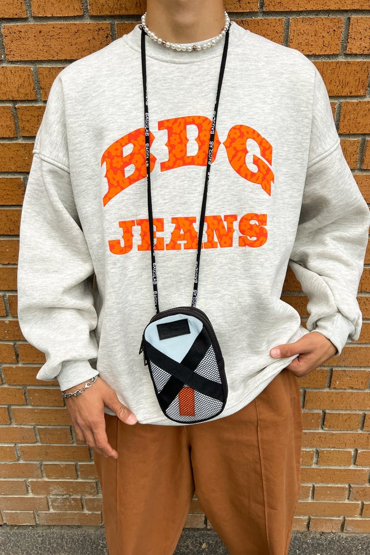 BDG Baskılı Gri Oversize Sweatshirt