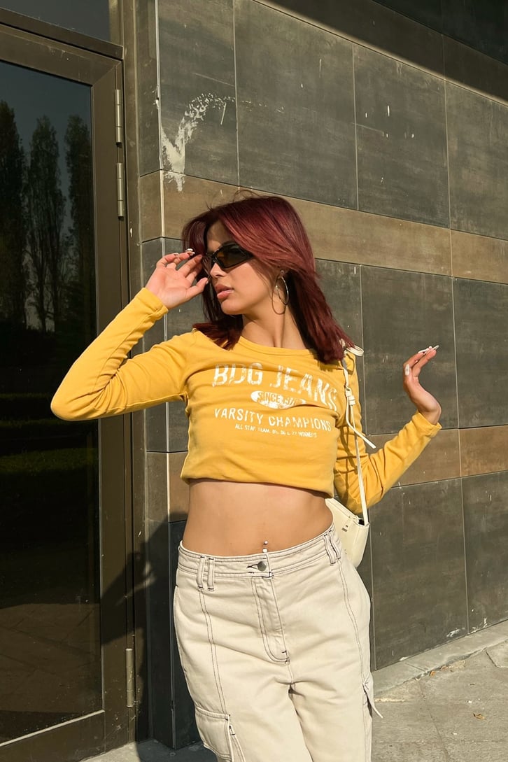 Bdg Baskılı Uzun Kollu Bluz