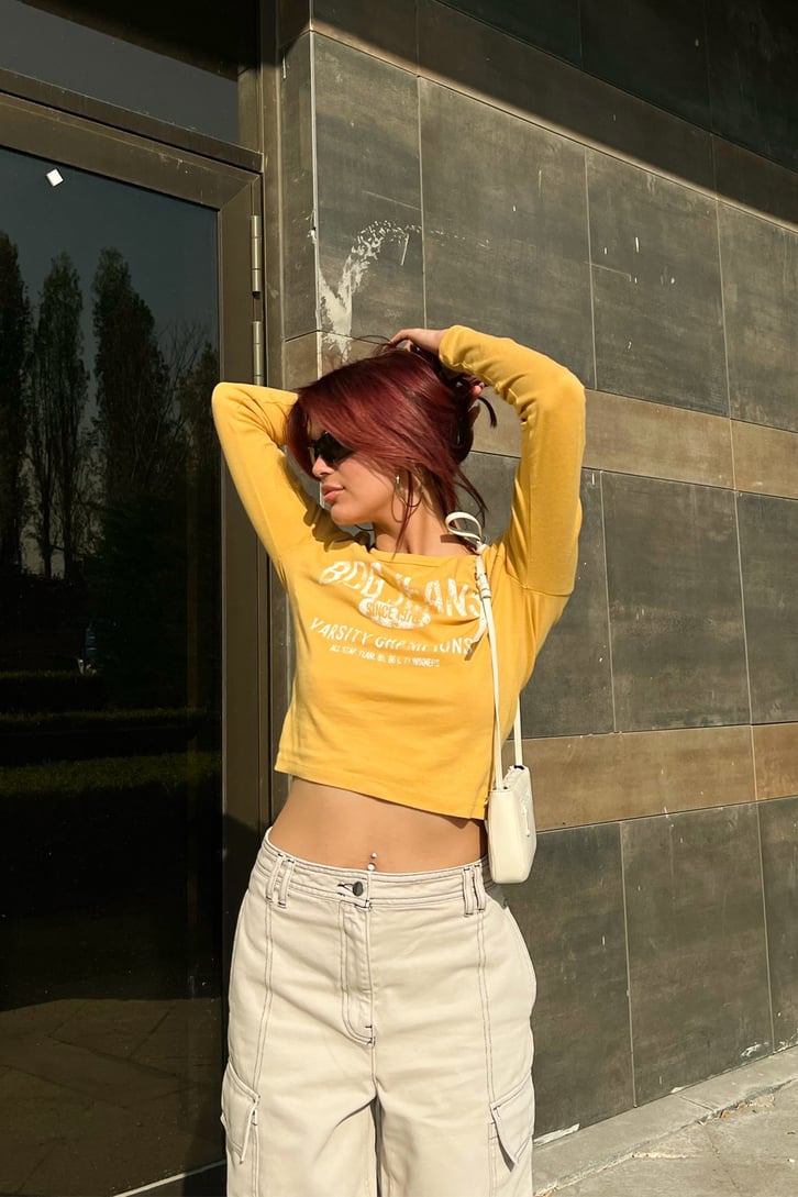 Bdg Baskılı Uzun Kollu Bluz