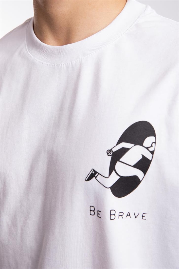 Be Brave Baskılı Beyaz Oversize Tshirt