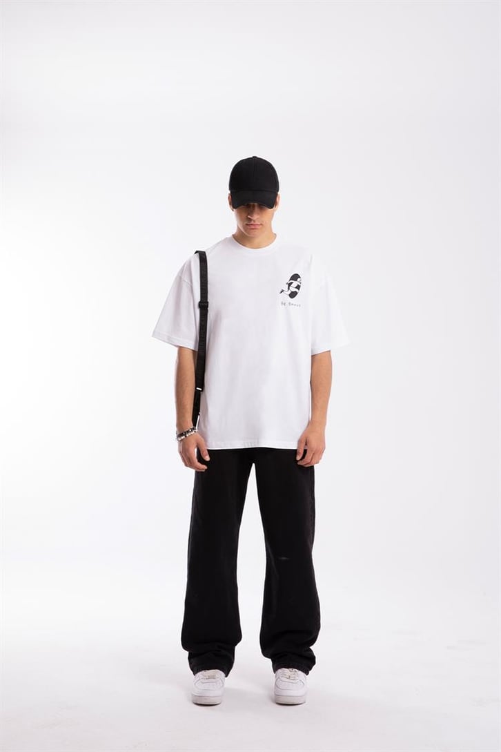 Be Brave Baskılı Beyaz Oversize Tshirt