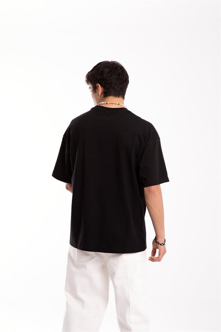 Be Brave Baskılı Siyah Oversize Tişört