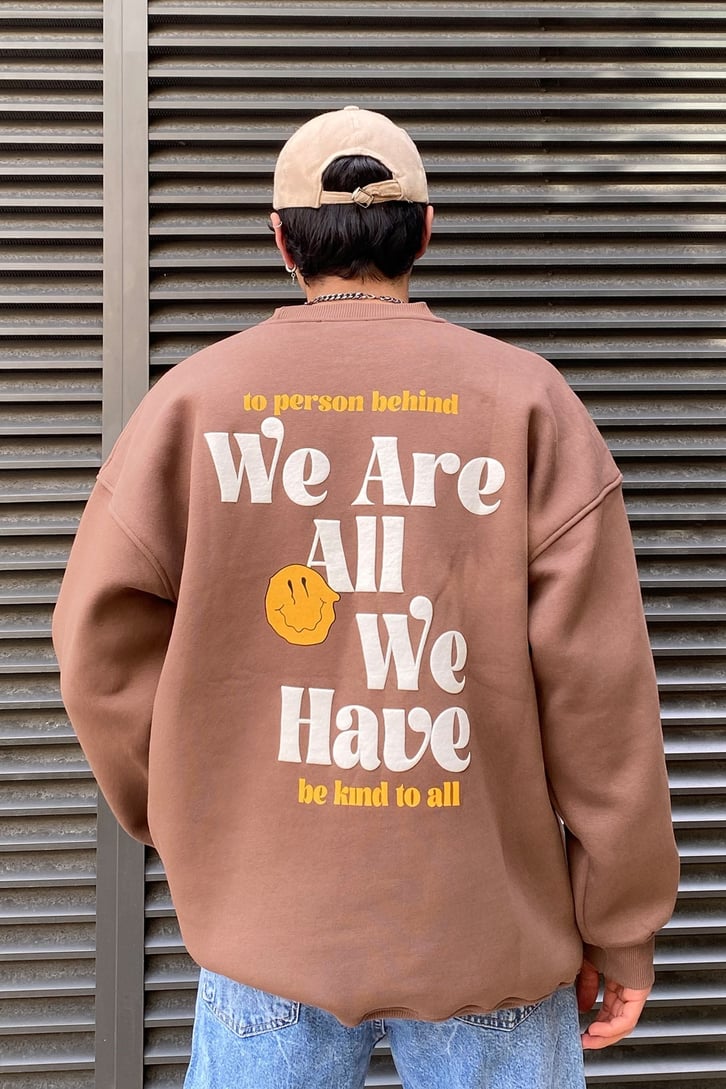 Be Kind Pinted Oversize Brown Sweatshirt