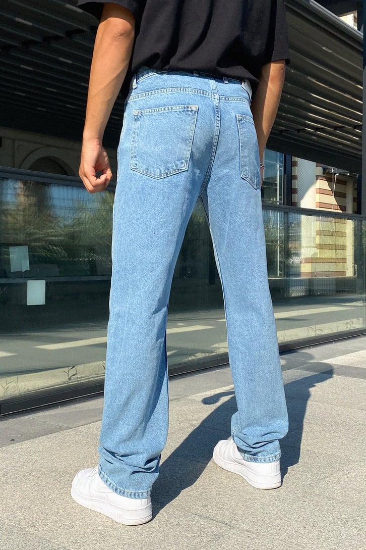 Bear Baskılı Buz Mavi Regular Fit Jea