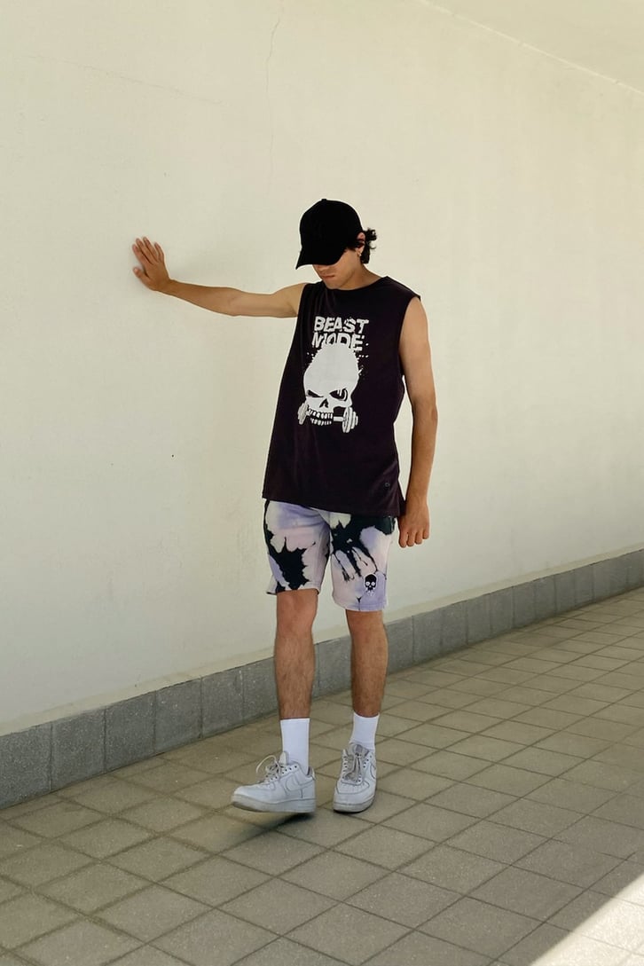 Beast Mode Baskılı Antrasit Sıfır Kol Tshirt