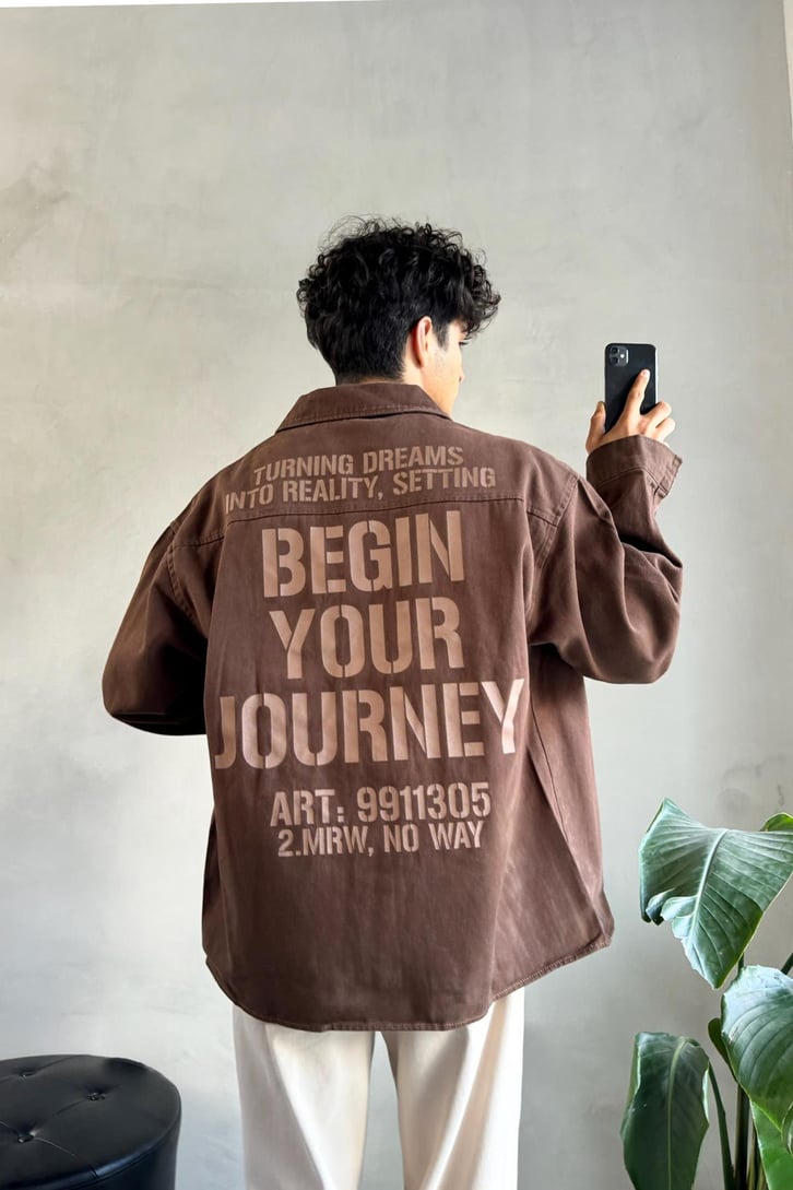 Begin Your Journey Baskılı Cepli Ceket