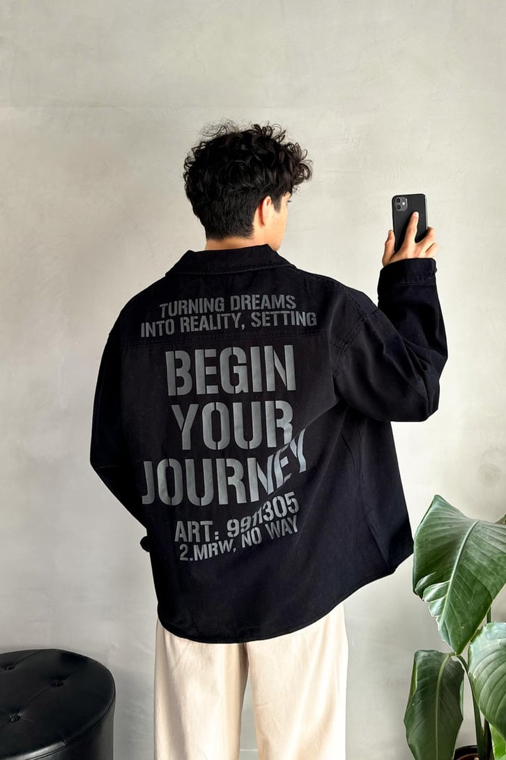 Begin Your Journey Baskılı Cepli Ceket
