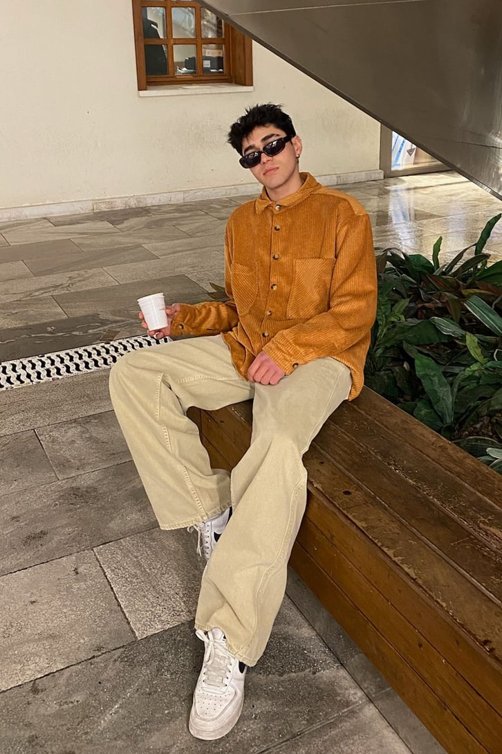 Beige Baggy Fit Premium Pants