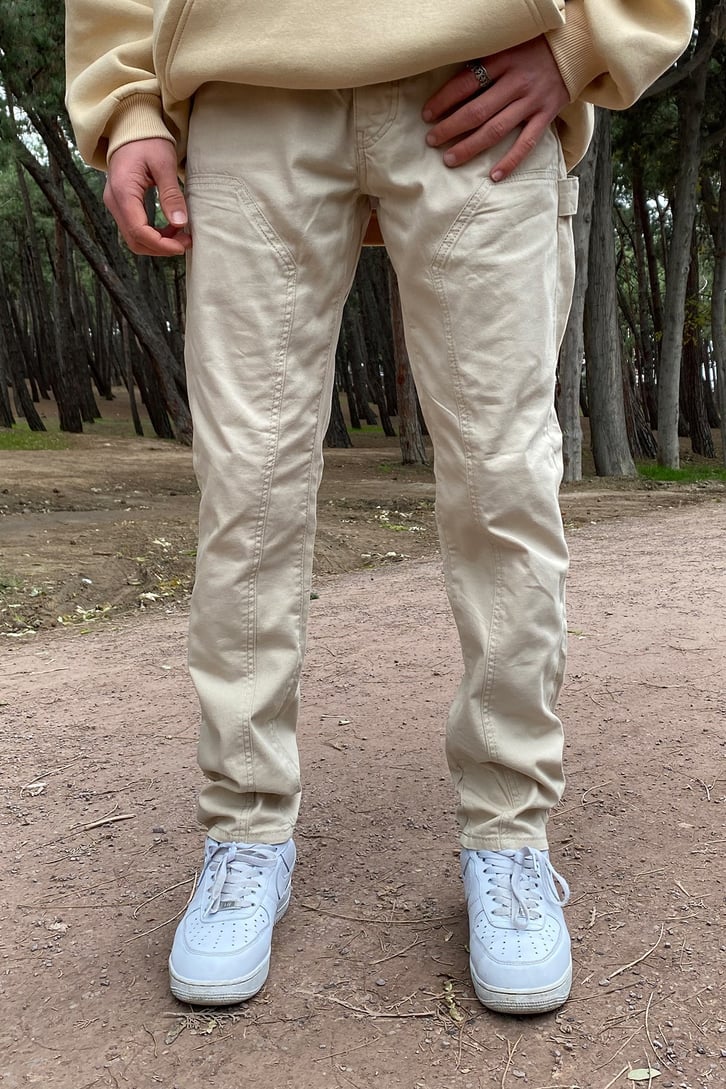 Beige Carrot Fit Skate Pant