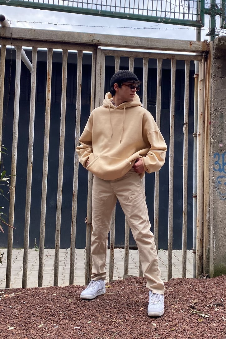 Beige Carrot Fit Skate Pant