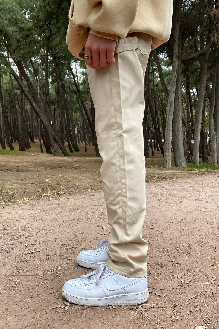 Beige Carrot Fit Skate Pant