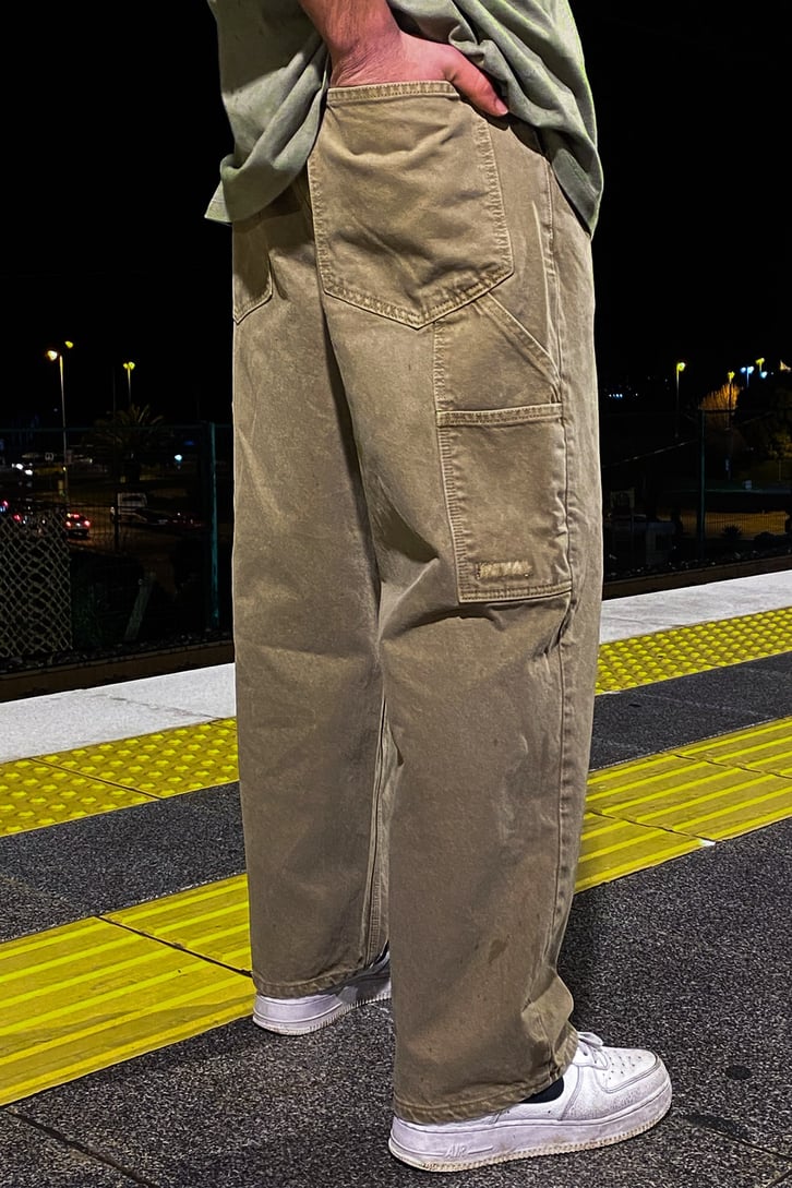 Beige Extra Baggy Fit Carpenter Jean