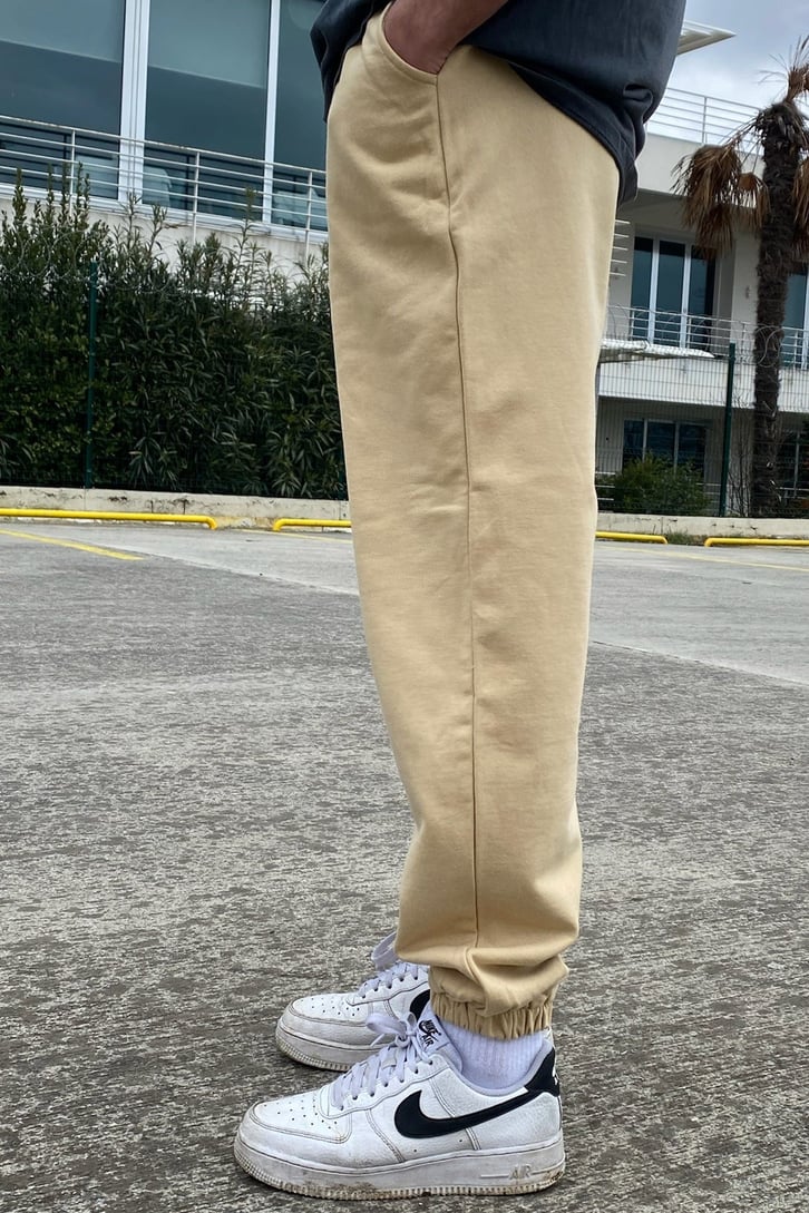Beige Oversize Basic Sweatpant