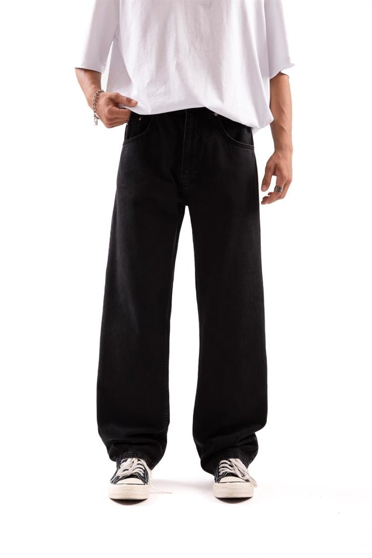 Bel Bağcıklı Baggy Antrasit Jean