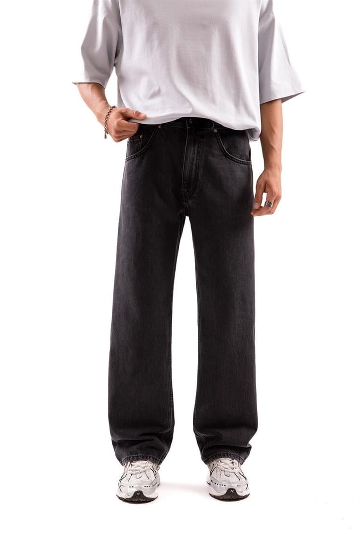 Bel Bağcıklı Baggy Antrasit Jean