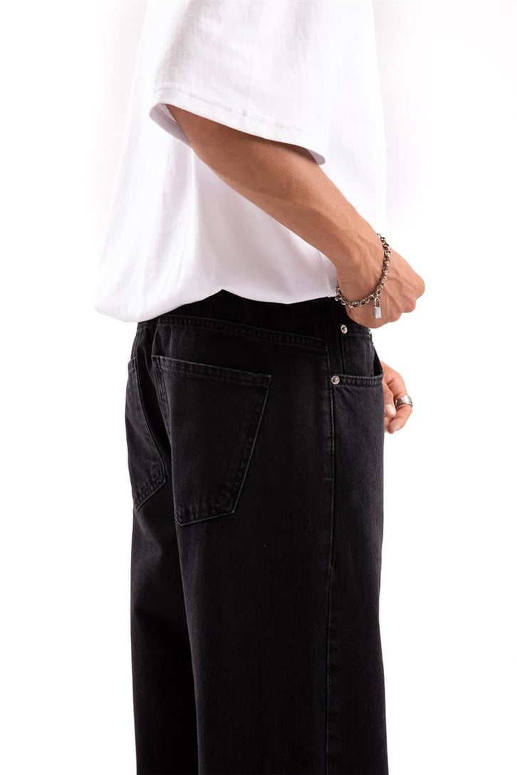 Bel Bağcıklı Baggy Antrasit Jean