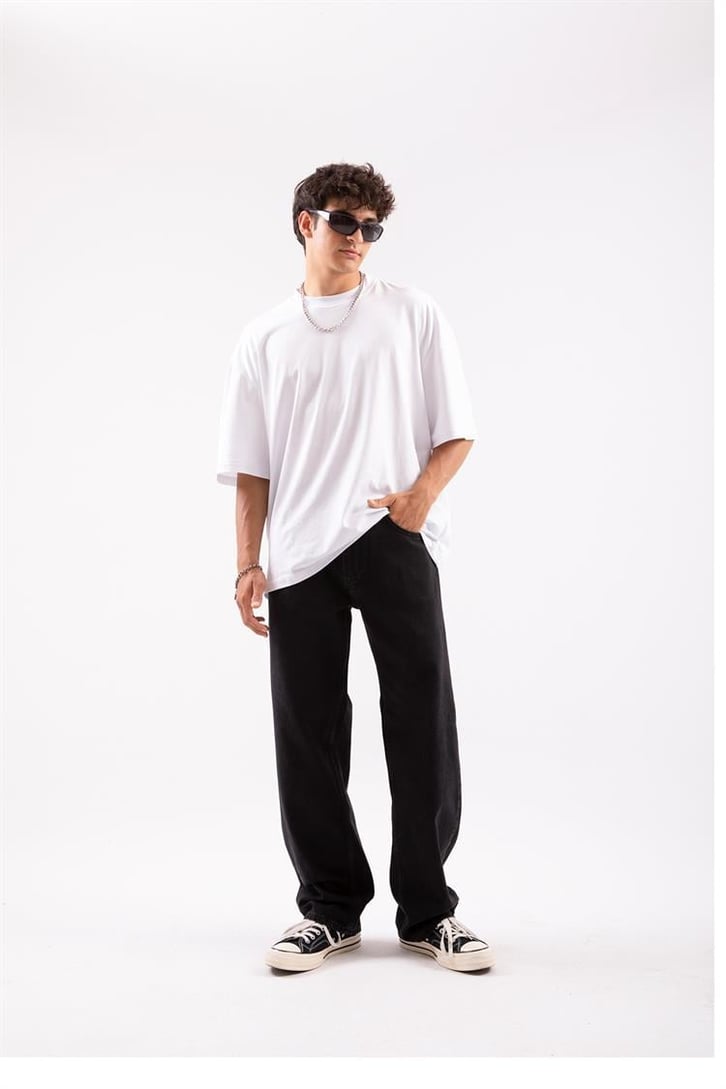 Bel Bağcıklı Baggy Antrasit Jean
