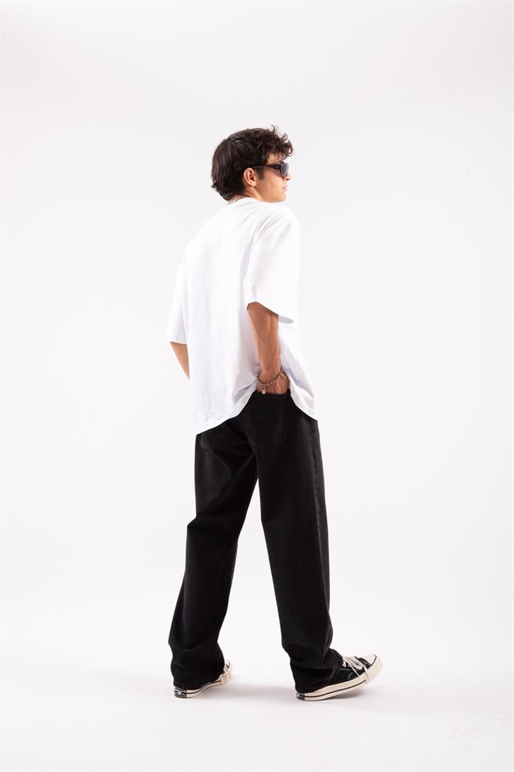 Bel Bağcıklı Baggy Antrasit Jean