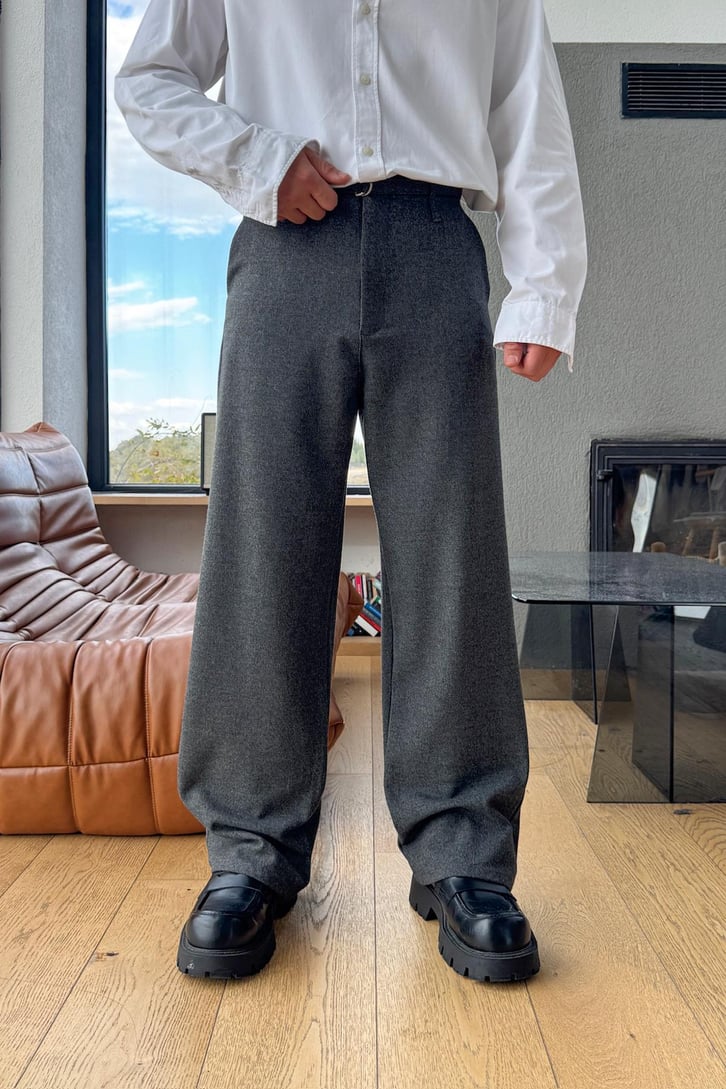 Bel Bağcıklı Kumaş Pantolon