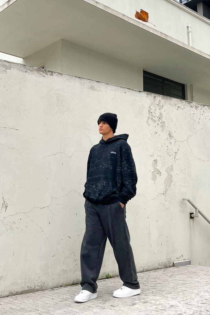 Bel Lastikli Acid Wash Relaxed Eşofman Altı