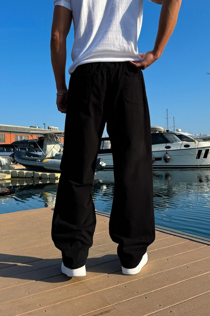 Bel Lastikli Arka Cep Detay Baggy Pantolon