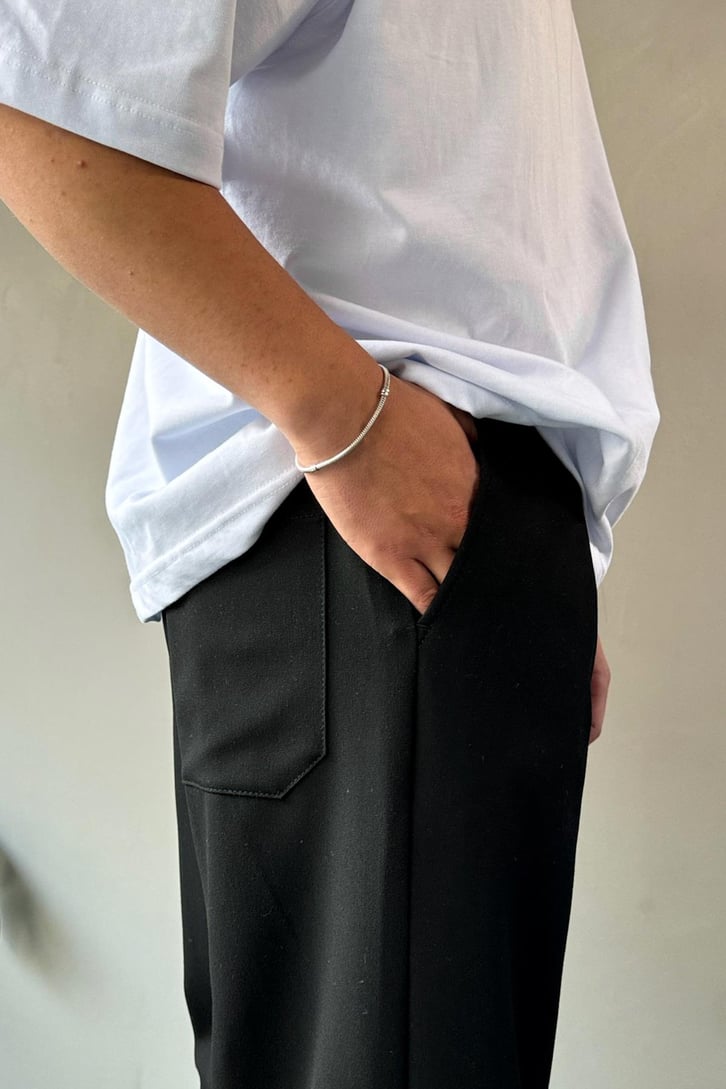 Bel Lastikli Basic Siyah Kumaş Pantolon