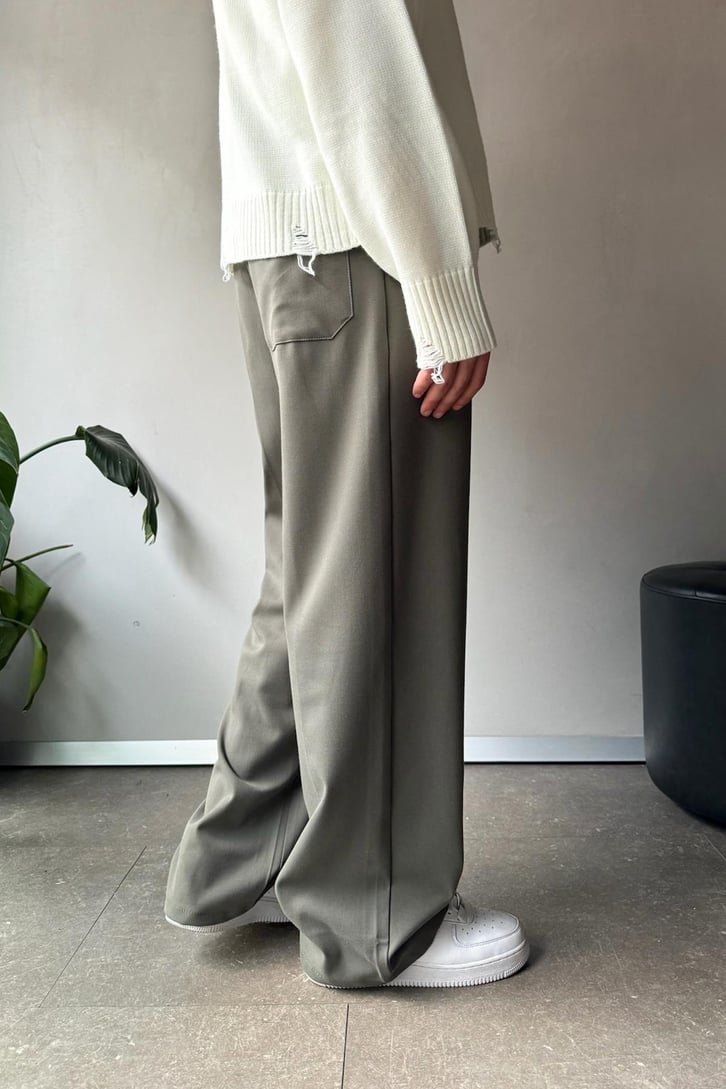 Bel Lastikli Basic Yeşil Kumaş Pantolon