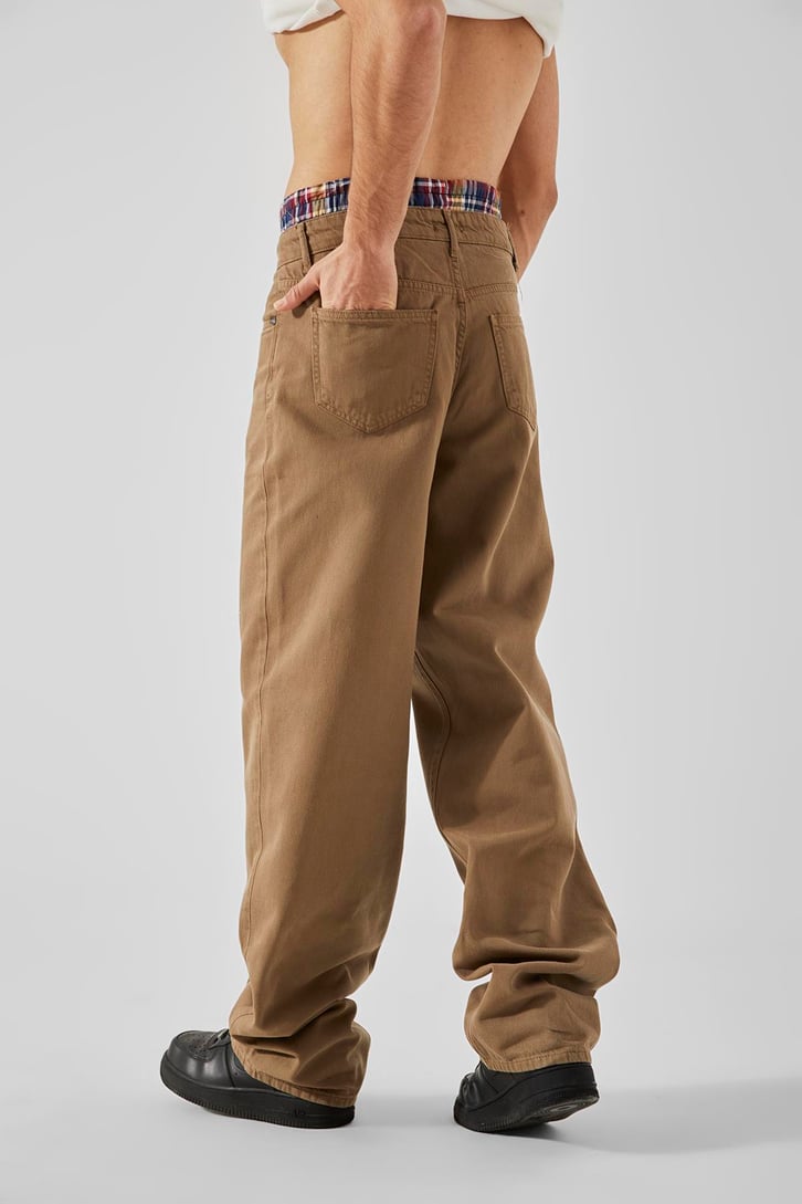 Bel Lastikli Camel Baggy Pantolon