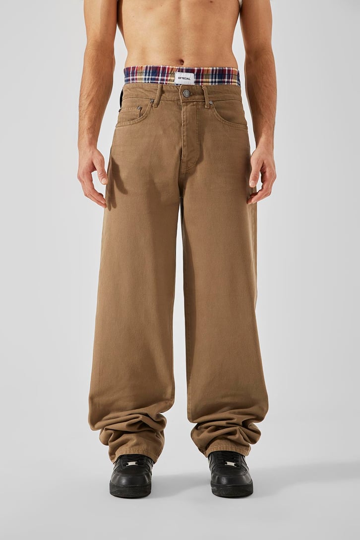 Bel Lastikli Camel Baggy Pantolon