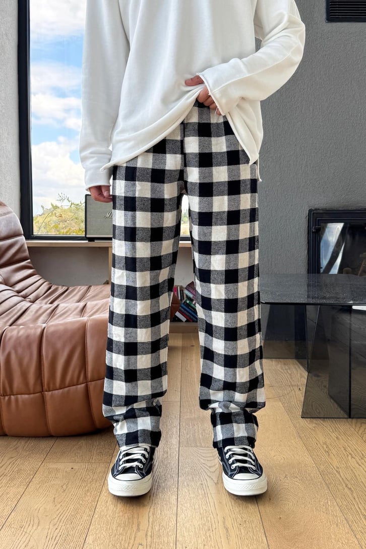 Bel Lastikli Ekose Model Eşofman Altı