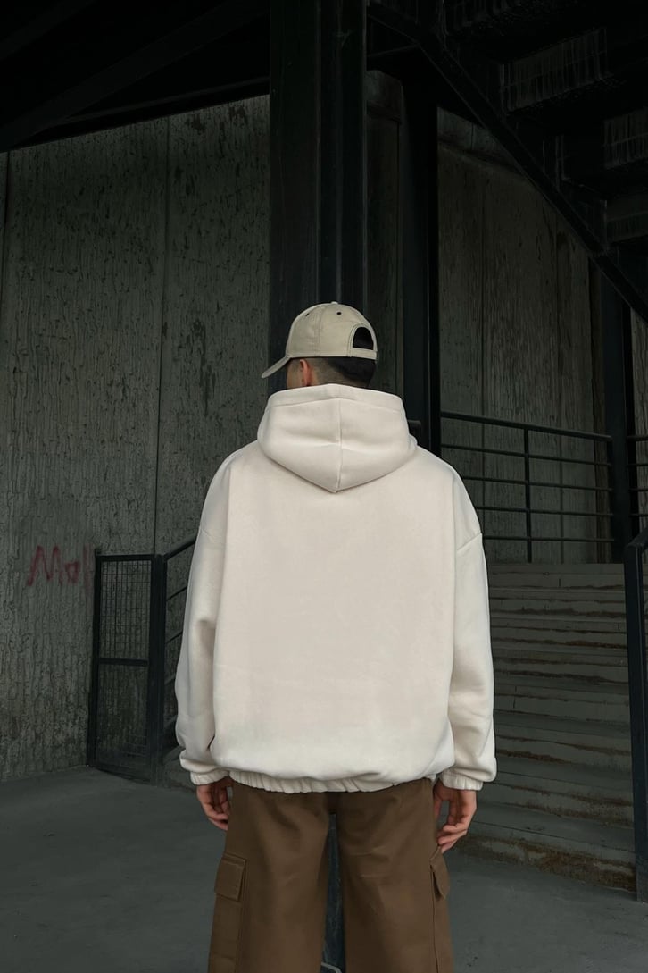 Bel Lastikli Fermuarlı Oversize Sweatshirt
