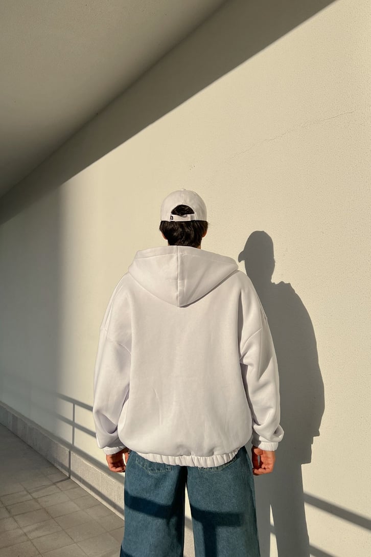 Bel Lastikli Fermuarlı Oversize Sweatshirt