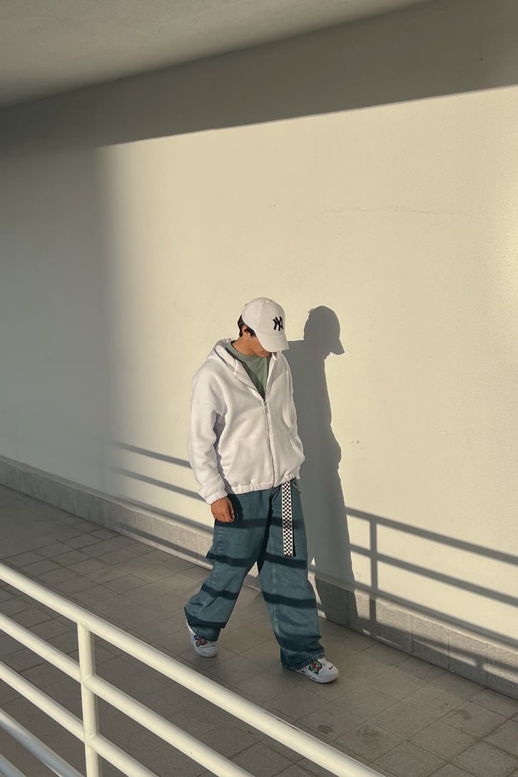 Bel Lastikli Fermuarlı Oversize Sweatshirt
