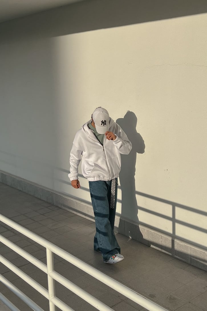 Bel Lastikli Fermuarlı Oversize Sweatshirt