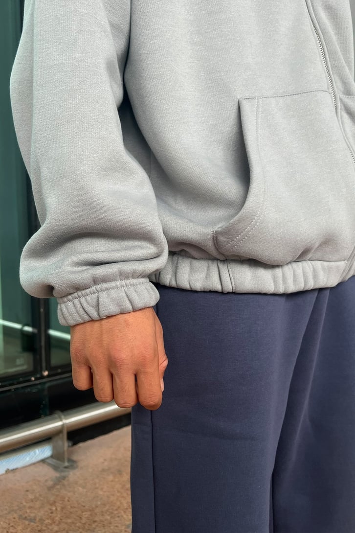 Bel Lastikli Fermuarlı Oversize Sweatshirt