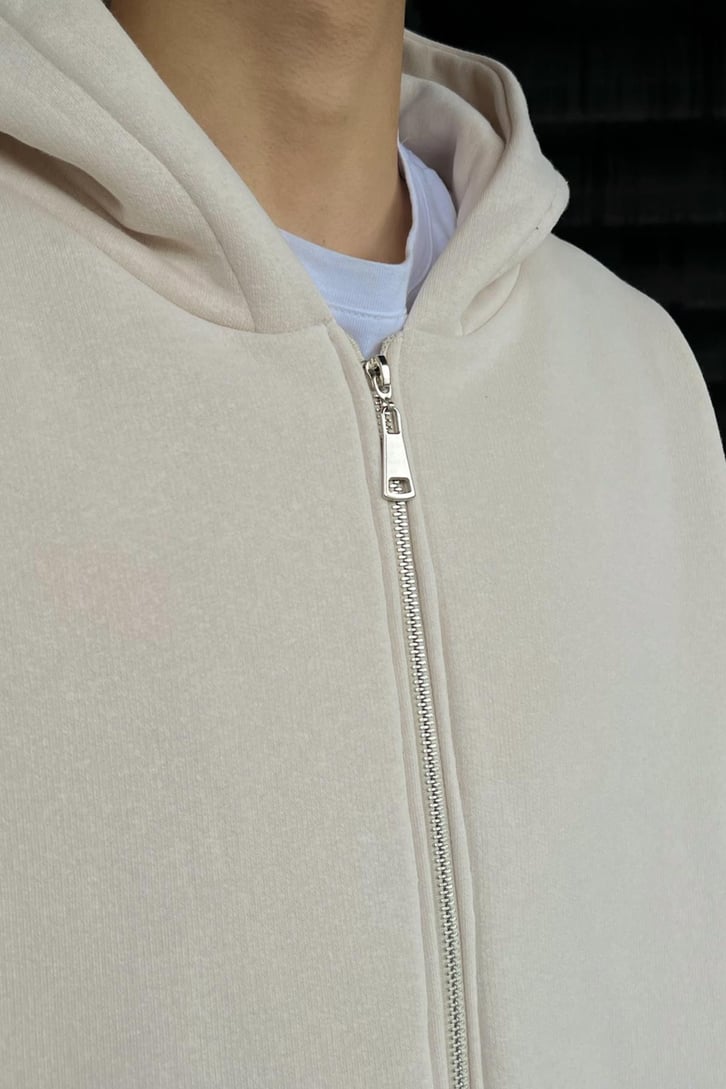 Bel Lastikli Fermuarlı Oversize Sweatshirt