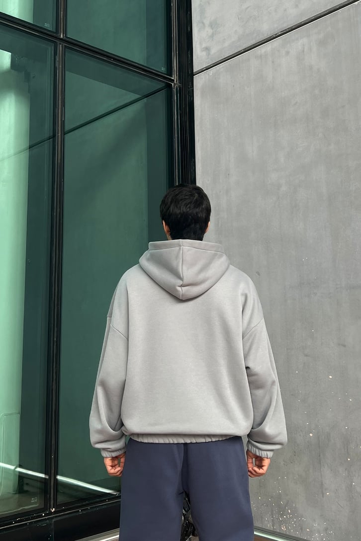 Bel Lastikli Fermuarlı Oversize Sweatshirt