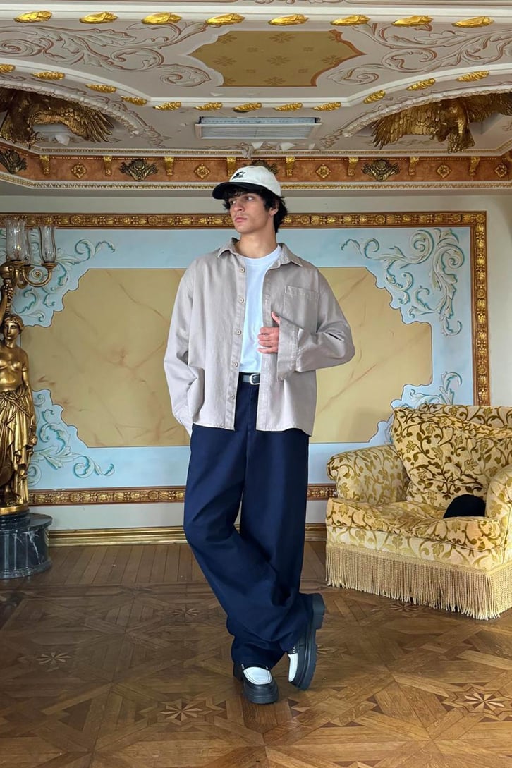 Bel Lastikli Gabardin Baggy Pantolon