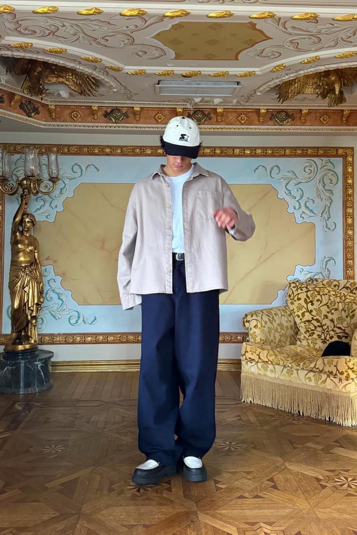 Bel Lastikli Gabardin Baggy Pantolon